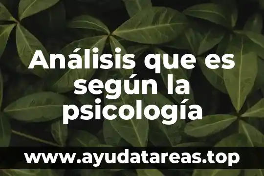 Análisis que es según la psicología