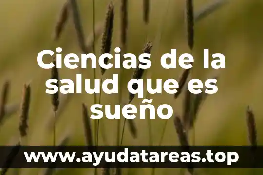Que es la nutricion en ña salud 7 Ciencias de la salud que es sueño