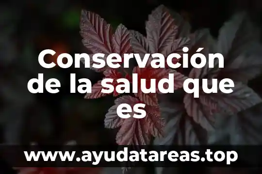 Que es programa de conservacion del agua 5 Conservación de la salud que es