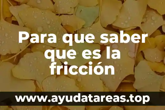 Para que saber que es la fricción
