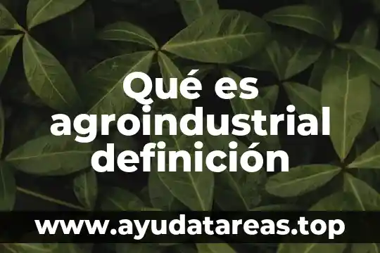 Qué es agroindustrial definición