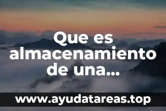 Que es almacenamiento de una computadora