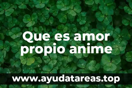 Que es significado el amor 3 Que es amor propio anime