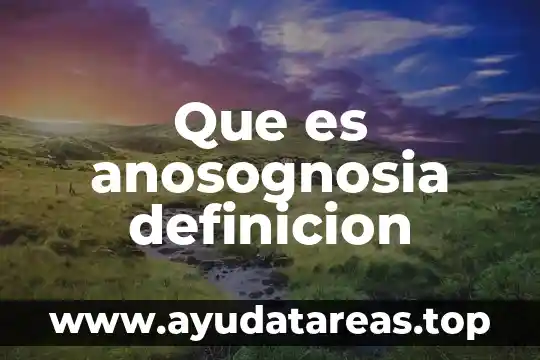 Que es anosognosia definicion
