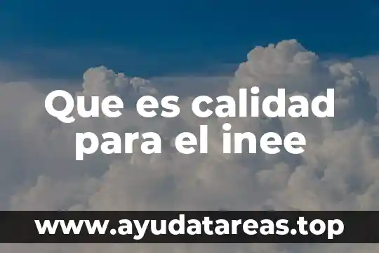 Que es calidad para el inee