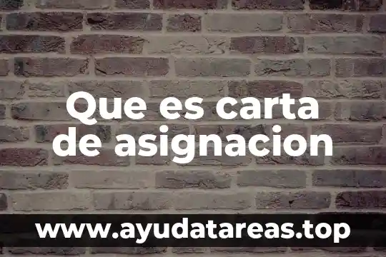 Que es carta de asignacion