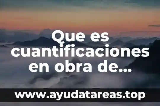 Que es cuantificaciones en obra de construccion