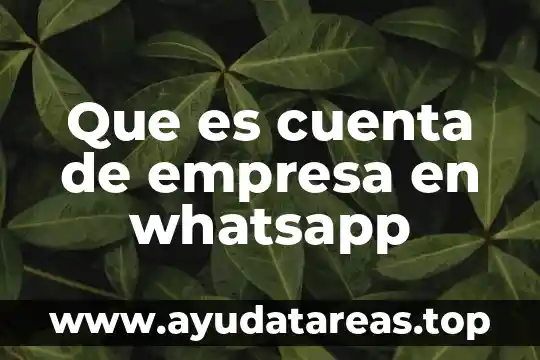 Que es cuenta de empresa en whatsapp