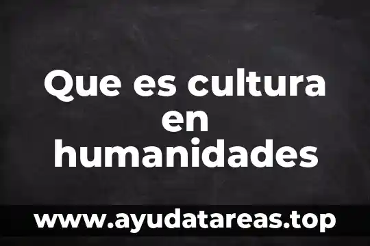 Que es cultura en humanidades