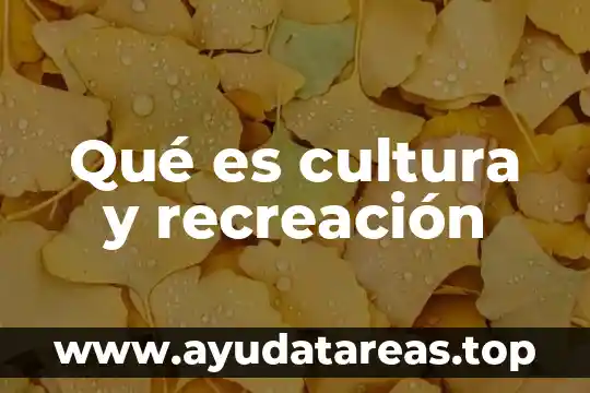 Qué es cultura y recreación