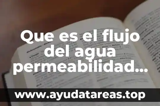 Que es el flujo del agua permeabilidad de los suelos