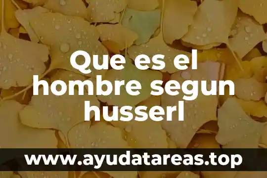 Qué es el hombre en base a la filosofía 6 Que es el hombre segun husserl
