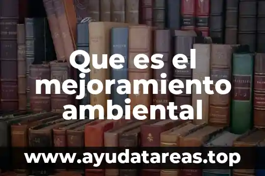 Que es el mejoramiento ambiental