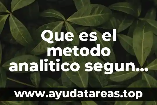 Que es el metodo analitico segun descartes