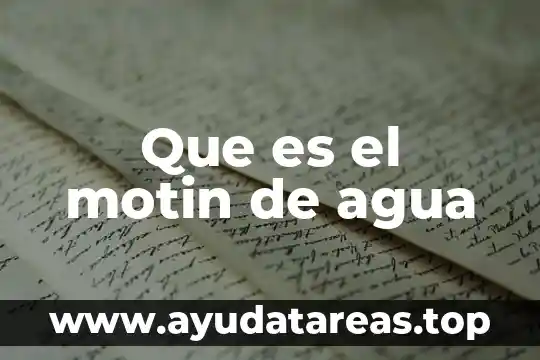 Que es un carcamo de agua 7 Que es el motin de agua