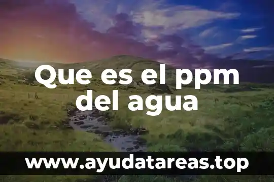 Que es un carcamo de agua 3 Que es el ppm del agua