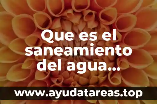 Que es el saneamiento de agua 3 Que es el saneamiento del agua potable
