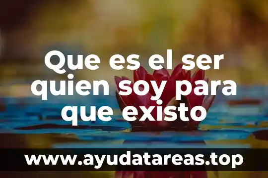 Que es el ser quien soy para que existo