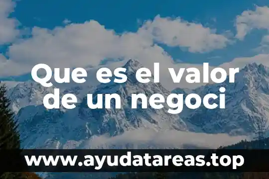 Que es el valor de un negoci