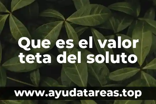 Que es valor positivo del dinero 4 Que es el valor teta del soluto