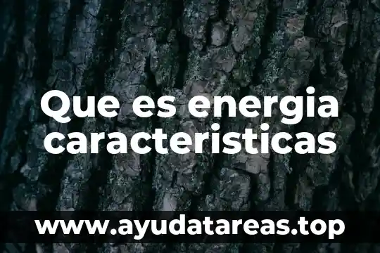 Que es energia caracteristicas