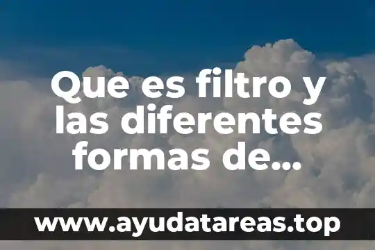 Que es filtro y las diferentes formas de ordenamiento