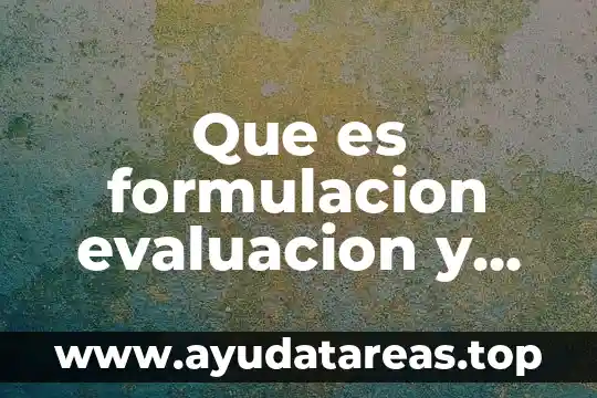 Que es formulacion evaluacion y seguimiento de alternativas