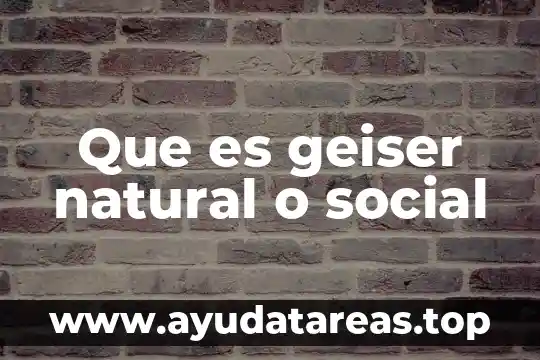 Que es geiser natural o social
