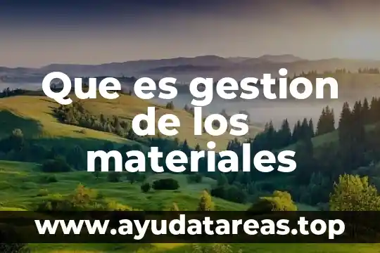 Que es gestion de los materiales