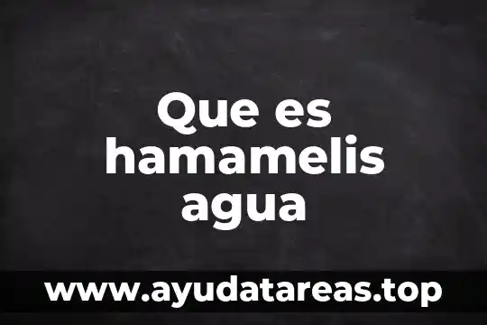 Qué es un cabo de agua 8 Que es hamamelis agua