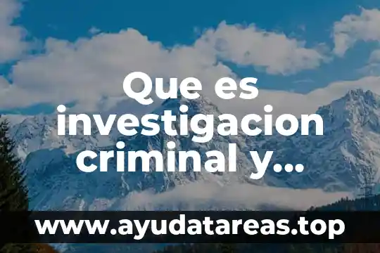 Que es investigacion criminal y seguridad