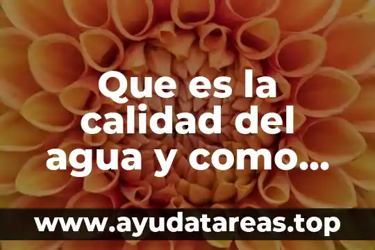 Que es agua alumbrada 3 Que es la calidad del agua y como se mide