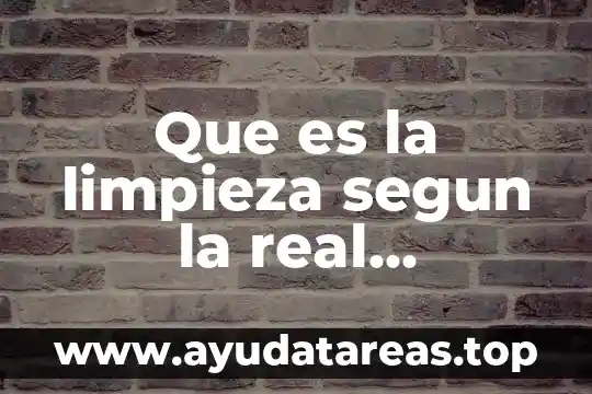 Que es la limpieza segun la real academia