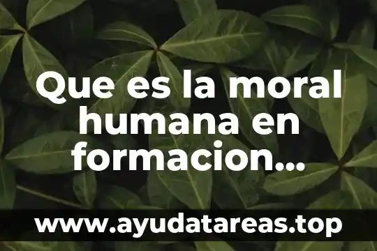 Que es la moral humana en formacion civica y etica