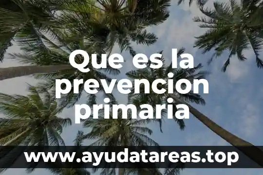 Que es la prevencion primaria