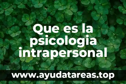 Conclusion de que es lo que hace la psicología educativa 3 Que es la psicologia intrapersonal