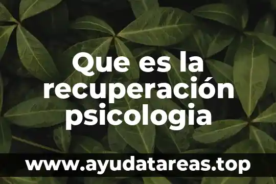 Qué es la psicología orgánica 3 Que es la recuperación psicologia
