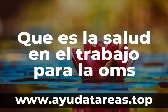 Que es la salud en el trabajo para la oms