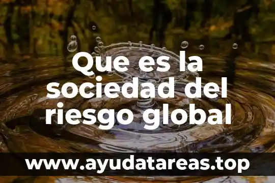 Que es el riesgo ambiental del agua 3 Que es la sociedad del riesgo global