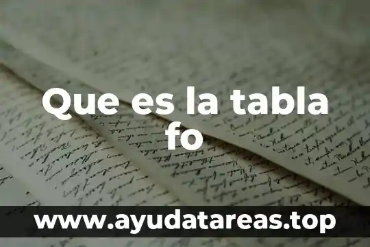 Que es tabla de cotar 4 Que es la tabla fo