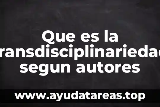 Que es la transdisciplinariedad segun autores