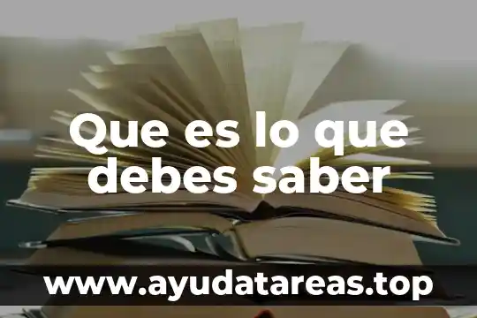 Que es lo que debes saber