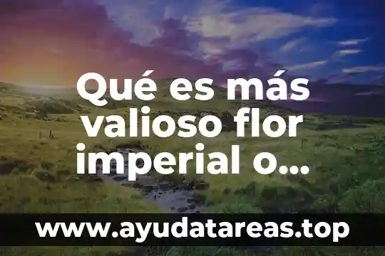 Que es un valor y que es lo valioso 4 Qué es más valioso flor imperial o quintilla