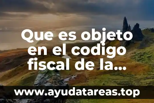 Que es objeto en el codigo fiscal de la federacion