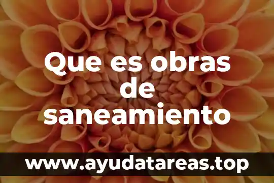 Que es el saneamiento de agua 4 Que es obras de saneamiento
