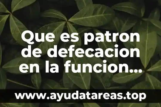 Que es patron de defecacion en la funcion intestinal