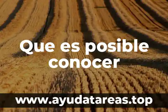 Que es posible conocer