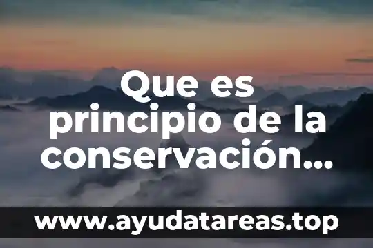Que es programa de conservacion del agua 6 Que es principio de la conservación de la energia