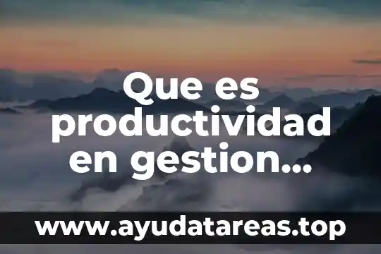 Que es productividad en gestion empresarial