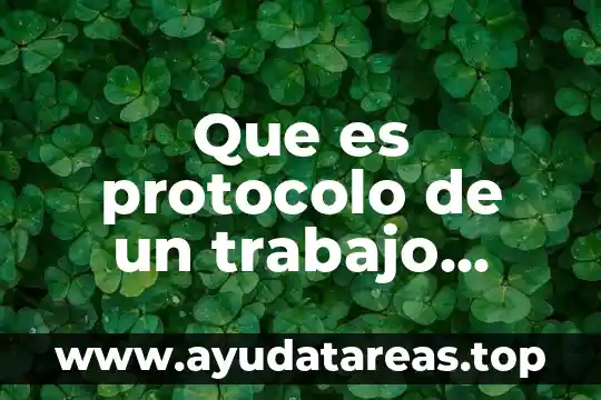 Que es protocolo de un trabajo formal